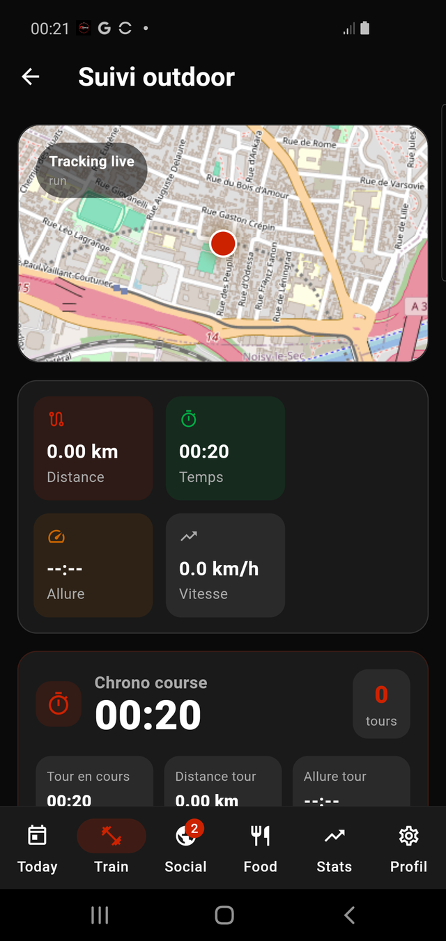 Suivi GPS d'une course outdoor dans 2STRIVE